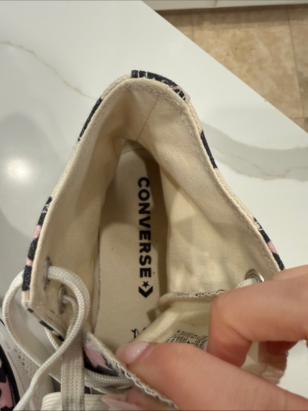 Converse High Top Sneakers - Pink, Black & White Leopard Print - Picture 3 of 5